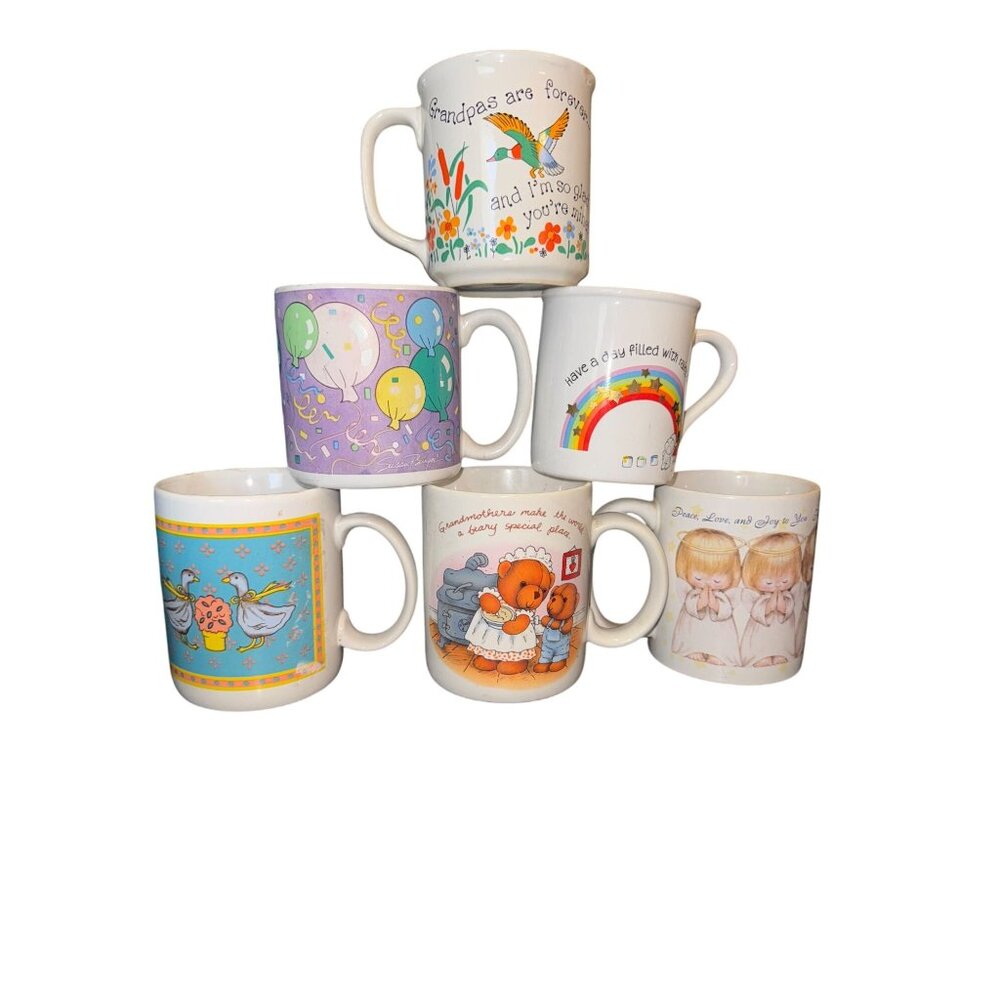 Vintage Mug Mats Ceramic Mugs Set of 6
